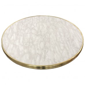 Marble Style Table Top with Brass Edge