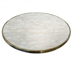 Marble Style Table Top with Vintage Brass Edge