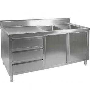 Modular Systems Kitchen Tidy Premium Stainless Steel Cabinet With Double Sinks, Doors & Drawers group-double-sink-cabinet-DSC