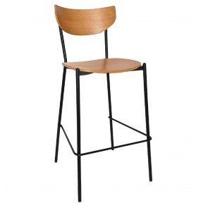 Nerina Black Frame Contemporary Bar Stool with Footrest 75cm