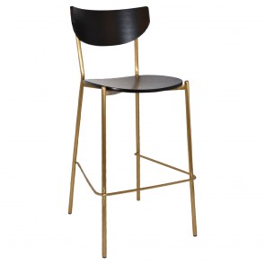 Nerina Brass Frame Contemporary Bar Stool with Footrest 75cm