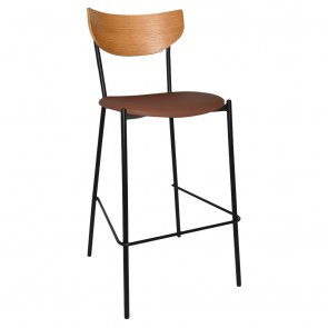 Nerina Contemporary Bar Stool Black Legs with Padded Seat 77cm