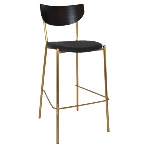Nerina Contemporary Bar Stool Brass Legs with Padded Seat 77cm