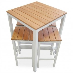 Newport Beer Garden Commercial Outdoor Bar Table and Stools White