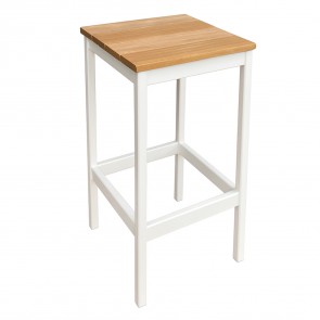 Newport Beer Garden Outdoor Bar Stool Wood Top White Frame 75cm