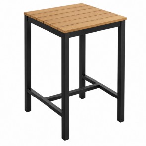 Newport Beer Garden Outdoor Bar Table Wood Square Top Black Frame