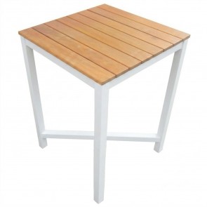 Newport Beer Garden Outdoor Bar Table Wood Square Top White Frame