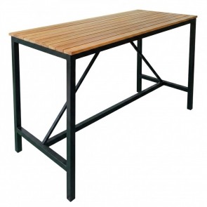 Newport Beer Garden Outdoor Bar Table Wood Top Black Frame
