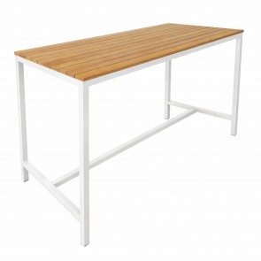 Newport Beer Garden Outdoor Bar Table Wood Top White Frame