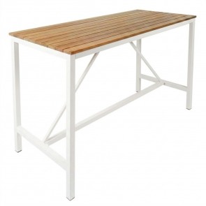 Newport Beer Garden Outdoor Bar Table Wood Top White Frame