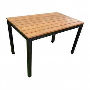 Newport Beer Garden Outdoor Dining Table Wood Top Black Frame