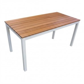 Newport Beer Garden Outdoor Dining Table Wood Top White Frame