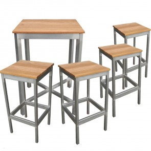 Newport Beer Garden Commercial Outdoor Bar Table and Stools Silver