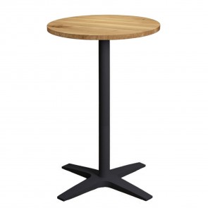Franziska Oak Bar Table Round Solid Wood Top Charcoal Base
