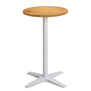 Franziska Oak Bar Table Round Solid Wood Top White Base