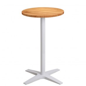 Franziska Oak Bar Table Round Solid Wood Top White Base