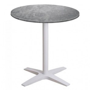 Franziska Round Outdoor Table with White Cast Iron Base