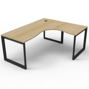 Oak Corner Workstation Black Loop Legs