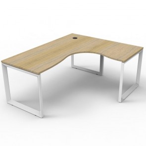 Oak Corner Workstation White Loop Legs