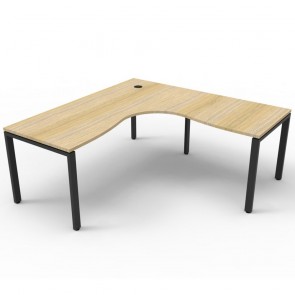 Oak Office Desk Corner Workstation Black Legs