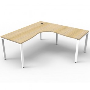 Oak Office Desk Corner Workstation White Legs