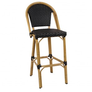 Paris Wicker Outdoor Bar Stool Black