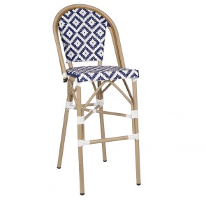 Riviera Outdoor Wicker Bar Chair Blue & White