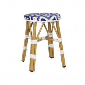 Riviera Outdoor Wicker Low Stool Blue & White 47cm