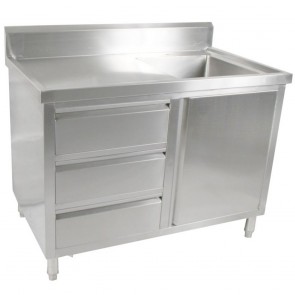 Modular Systems Stainless Steel Kitchen Tidy Cabinet With Left/Right Sink 700mm Deep SC-7-L