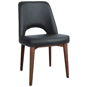Scandi Vinyl Side Chair Walnut Wood Legs