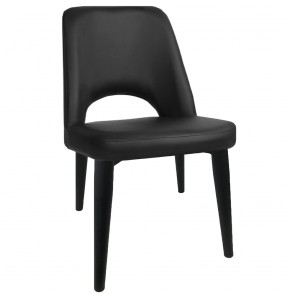 Scandi Vinyl Side Chair Black Metal Legs