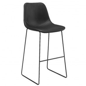 Serafina Waiting Room Bar Stool with Backrest Black Sled Legs 76cm