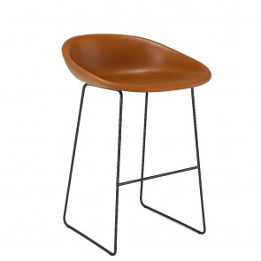 Serafina Waiting Room Bar Stool with Low Back Black Sled Legs 76cm