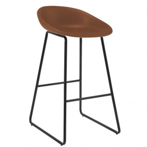 Serafina Waiting Room Bar Stool with Low Back Black Sled Legs 76cm