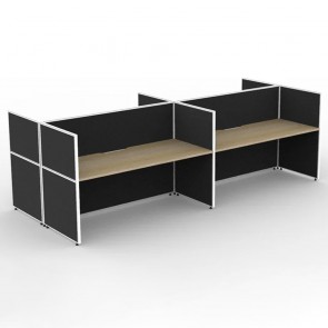 SHUSH30 4 Person Double Sided Screen Hung Workstation With Black Screen AS30SHD4P1275 NO-12S-BF/WF-1200