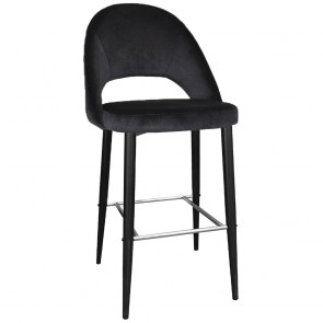 Sienna Velvet Bar Stool Black Legs 76cm