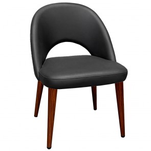 Sienna Vinyl Dining Chair Walnut Steel Legs