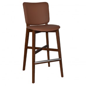 Silvia Light Walnut Frame Bar Stool Fully Upholstered 77cm
