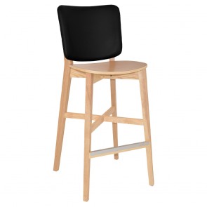 Silvia Natural Frame Bar Stool with Upholstered Back Rest 77cm
