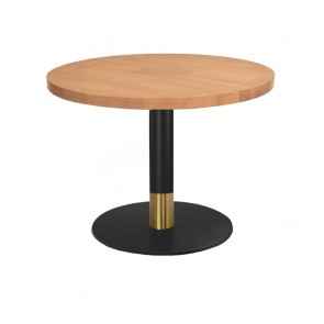 Annick Black Brass Round Timber Coffee Table