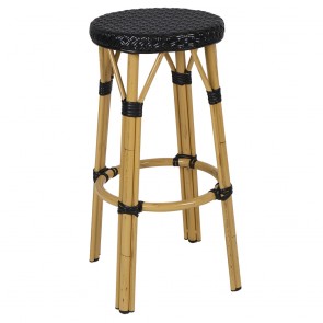 Sorrento Wicker Outdoor Bar Stool Black Stackable 75cm