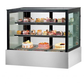 SSU90-2XB FED Black Trim Square Glass Cake Display 2 Shelves 900x700x1100 SSU90-2XB