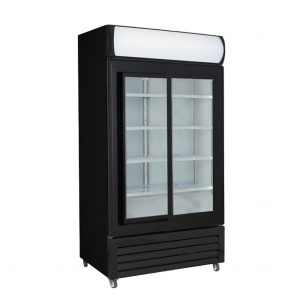 Thermaster 1000L Two Sliding Glass Door Colourbond Upright Drink Fridge Black LG-1000SDBP