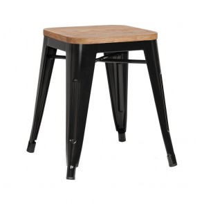 Tolix Low Stool Ash Wood Seat