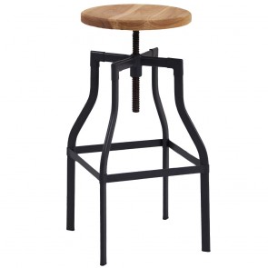 Industrial Metal Turner Bar Stool Ash Timber Seat