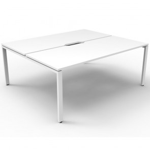 White 2 Person Double Sided Workstation White Legs