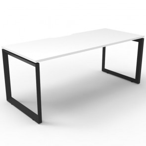 White Office Desk Workstation Black Loop Legs