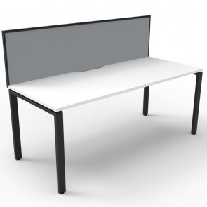 White Office Desk Workstation with Screen Black Legs