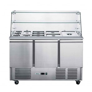 XS900GC FED-X Two Door Salad Prep Fridge With Square Glass Top - XS900GC