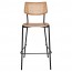 Andrea Rattan Back Black Frame Bar Stool 75cm